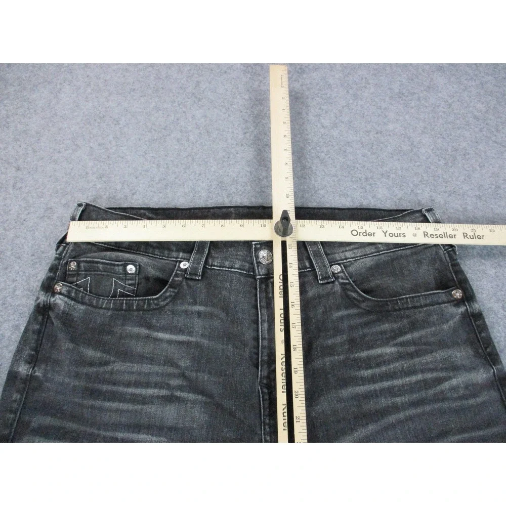 True Religion Jeans Mens 38 Gray Rocco Moto Relaxed Skinny Pocket Embroidery